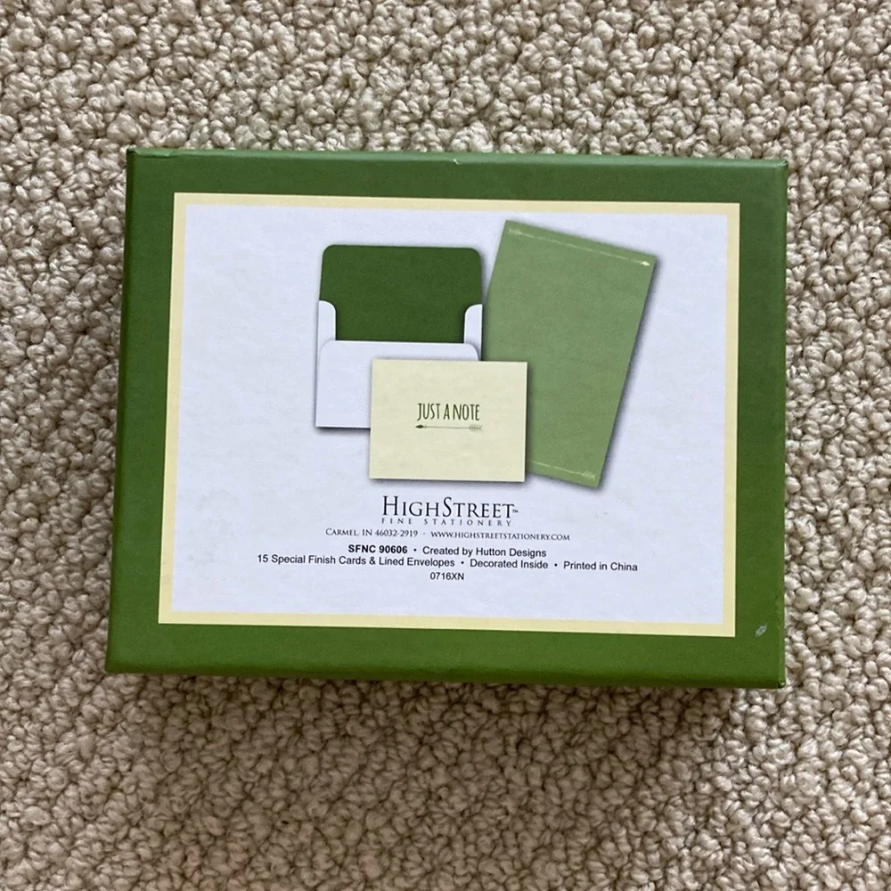 Stationery 15 Count “Just A Note” Greeting Cards Thank you Notes Envelopes NIB